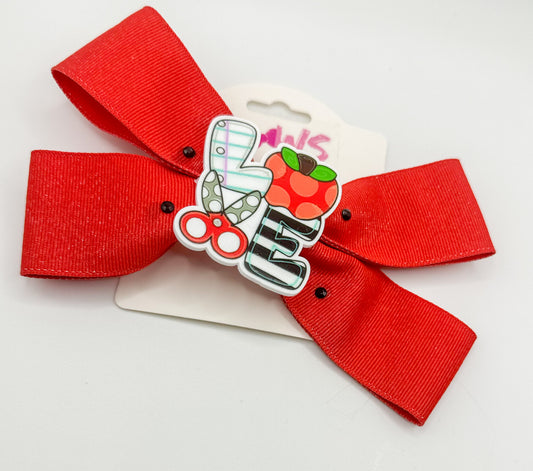 Red Love Back to School Bow