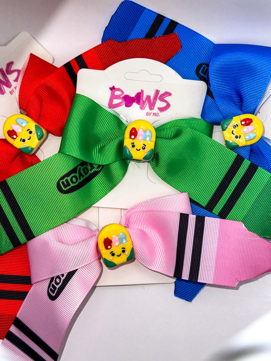 Back to School Crayon Mini Bow