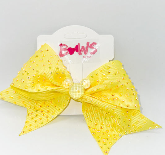 Minnie Mouse inspired Yellow Rhinestone Hair Bow