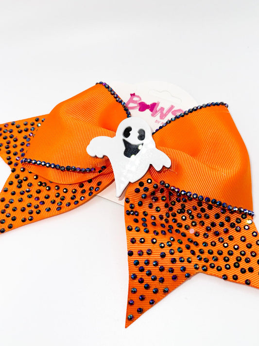 BOO! Ghost Orange Rhinestone Hairbow