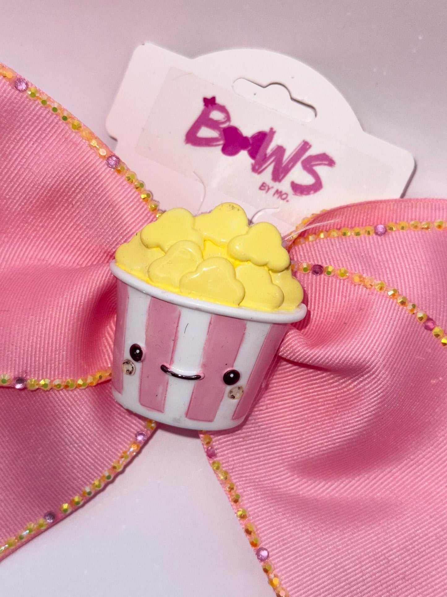 Pop Pop Pop! Pink and Yellow Popcorn Bow