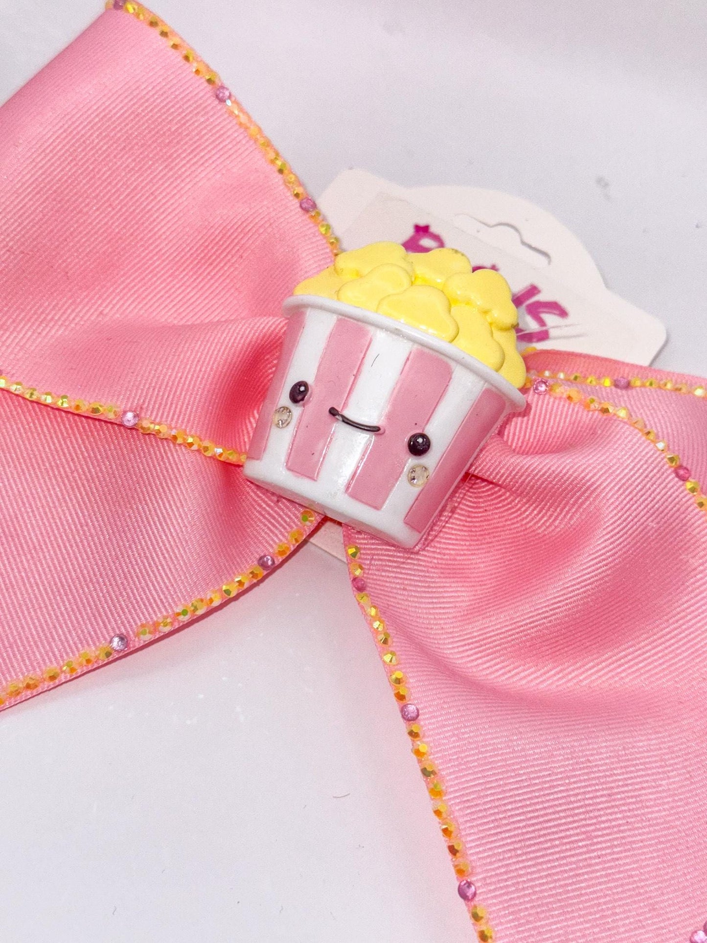 Pop Pop Pop! Pink and Yellow Popcorn Bow