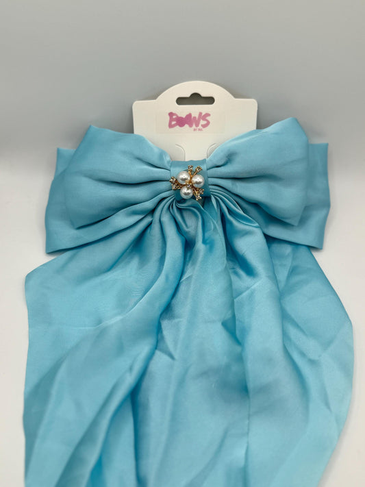 Light Blue Elegant Pearl Bow