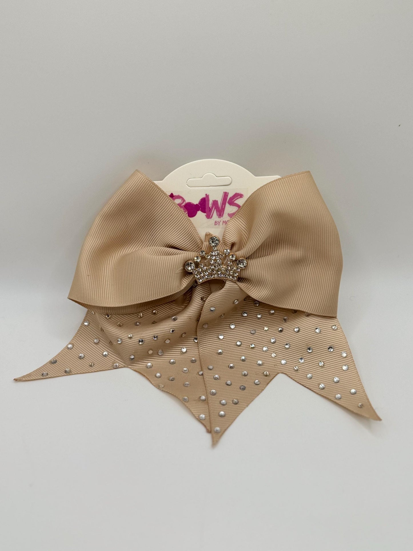 Beige Rhinestone Bow – Elegant Crown Hair Accessory