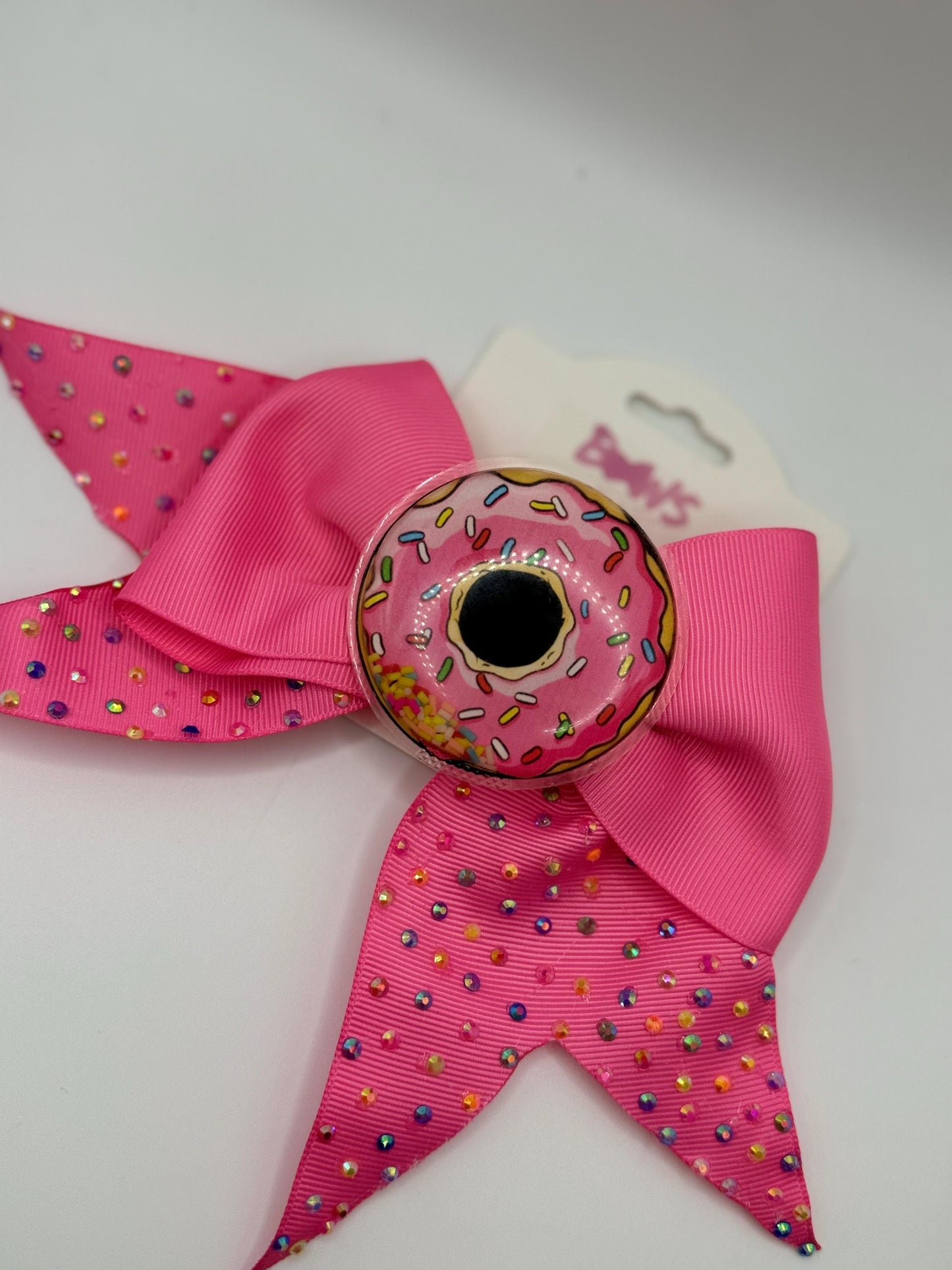 Cute Pink Donut Hair Bow | Sweet Treat Inspired Girls Bow | Sparkle Birthday Hair Clip