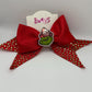 Grinch Holiday Hair Bow | Handmade Christmas Bow | Green and Red Sparkly Bow by Bows by Mo