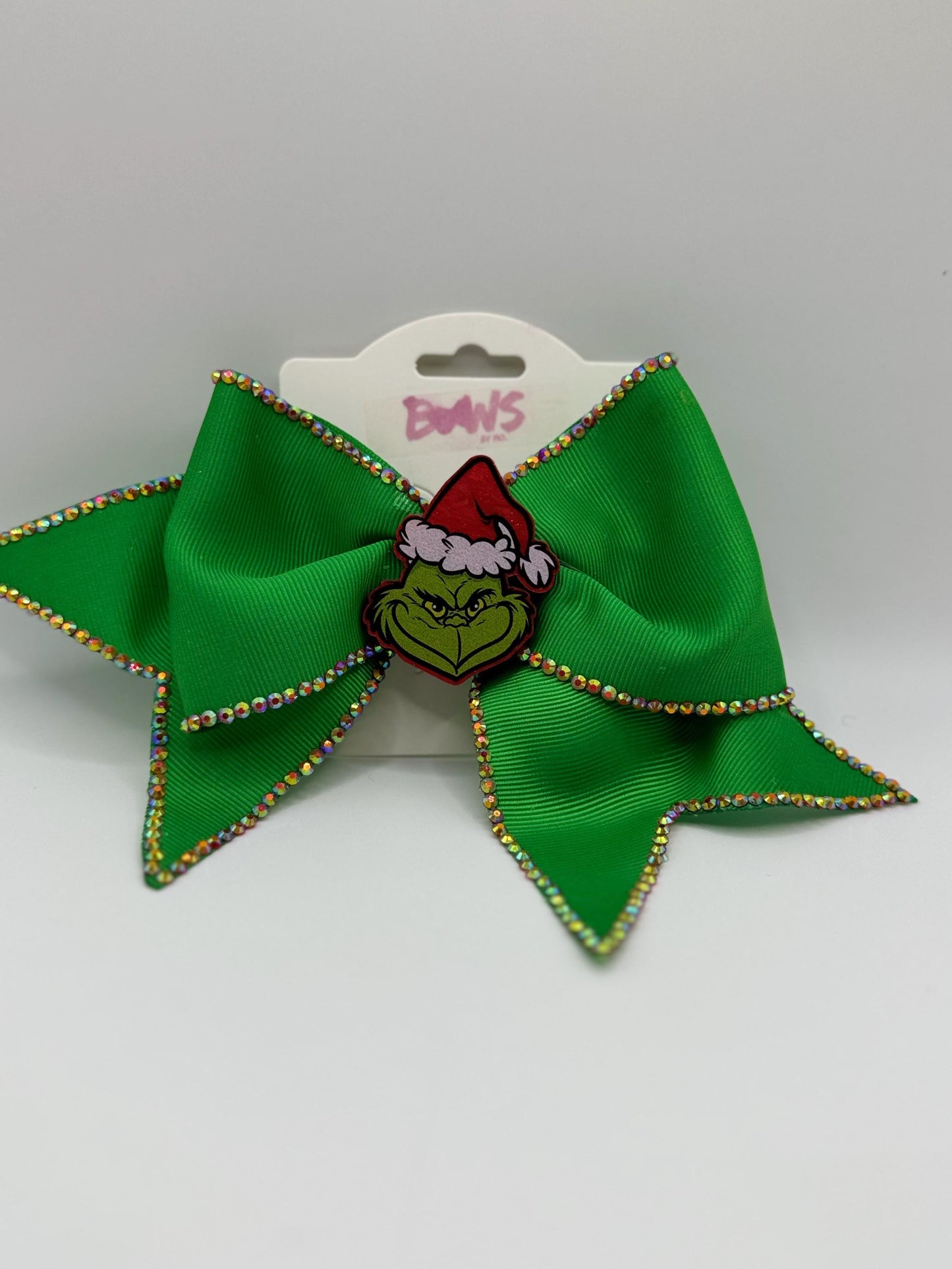 Green Grinch Hair Bow – Holiday Sparkle Accessory for Girls