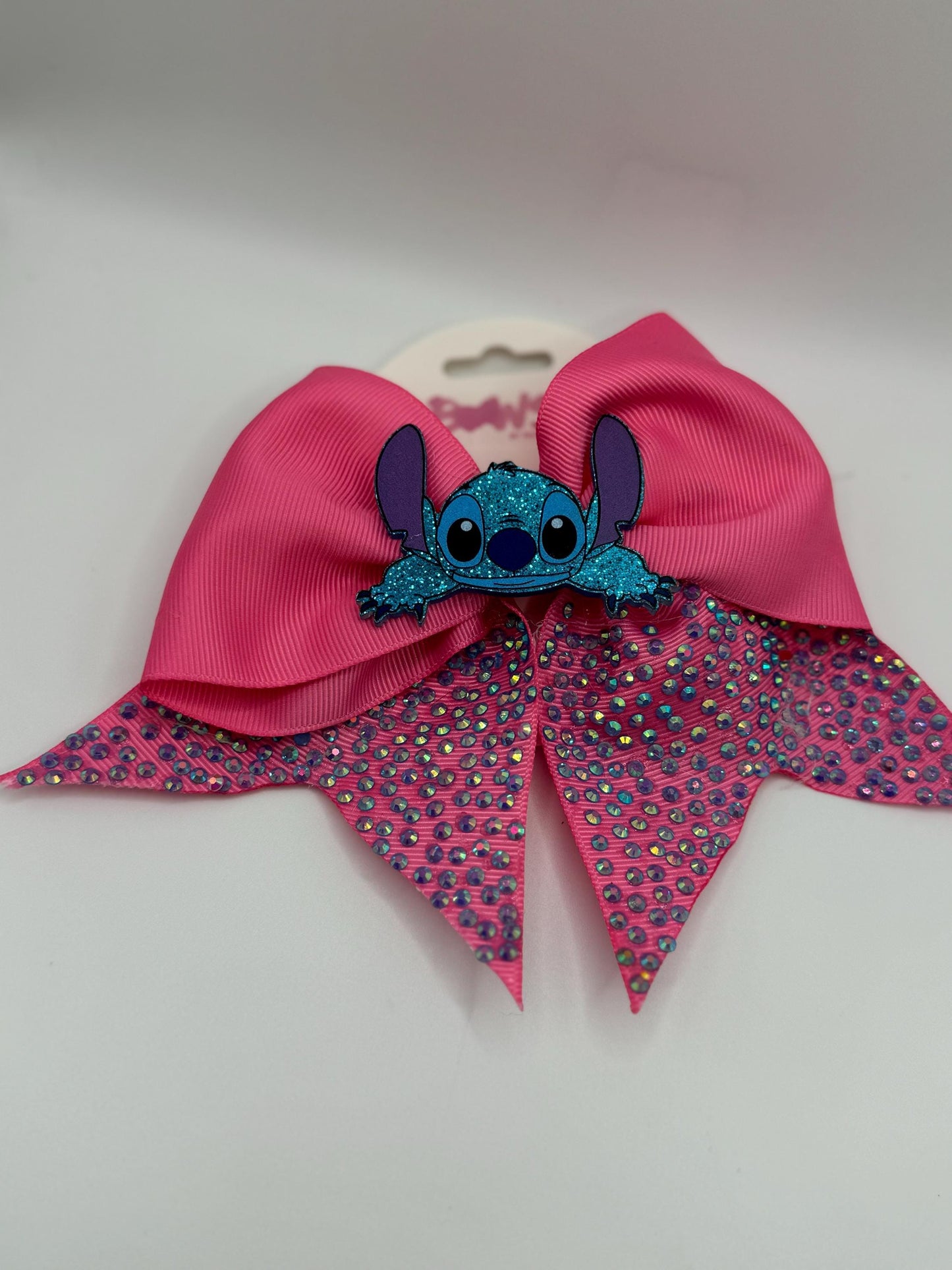 Pink Glitter Stitch Hair Bow – Cute Disney-Inspired Accessory