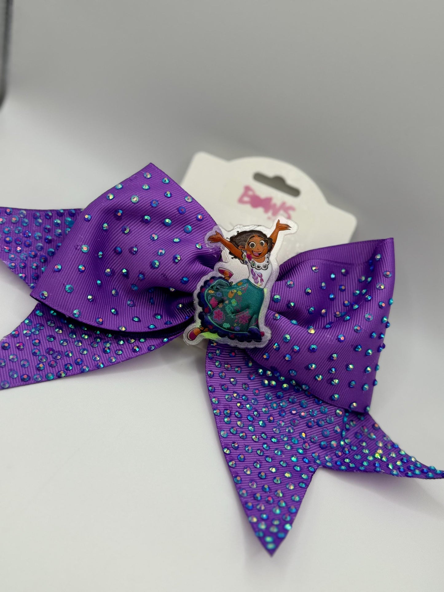 Disney Inspired Mirabel Purple Glitter Hair Bow | Girls Encanto Theme Bow | Sparkly Birthday Gift